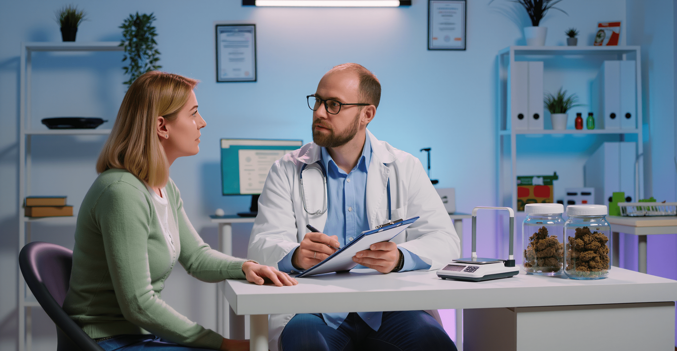 lekarz przepisujący receptę na marihuanę medyczną